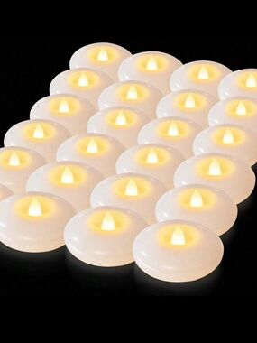 White LED Flameless Tea Light Candles - Pack of 24 3”